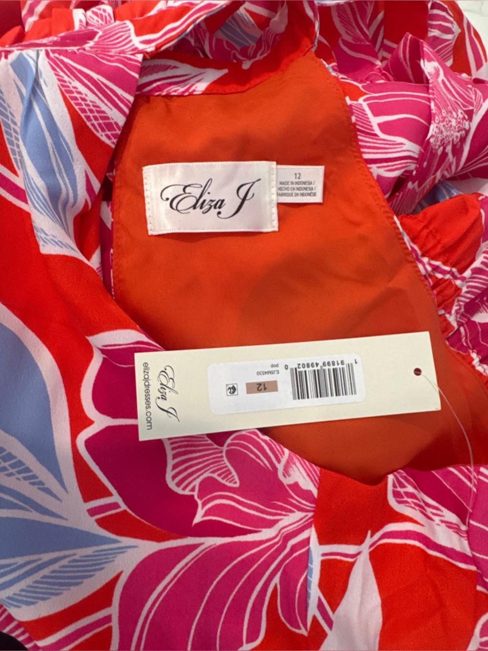 Eliza J Red Floral Tiered Halter Dress Size 12 NWT - Picture 5 of 5